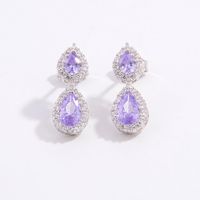 1 Piece Romantic Water Droplets Inlay Sterling Silver Zircon White Gold Plated Drop Earrings main image 5