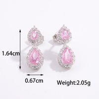 1 Piece Romantic Water Droplets Inlay Sterling Silver Zircon White Gold Plated Drop Earrings sku image 2