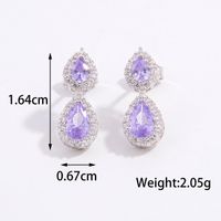 1 Piece Romantic Water Droplets Inlay Sterling Silver Zircon White Gold Plated Drop Earrings sku image 3