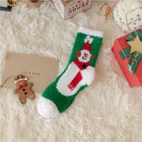 Women's Cute Christmas Tree Santa Claus Snowman Acetate Fibre Coral Fleece Crew Socks sku image 6