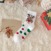 Women's Cute Christmas Tree Santa Claus Snowman Acetate Fibre Coral Fleece Crew Socks sku image 1