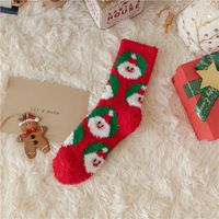 Women's Cute Christmas Tree Santa Claus Snowman Acetate Fibre Coral Fleece Crew Socks sku image 3