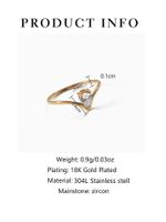 Vintage Style Solid Color 304 Stainless Steel 18K Gold Plated Zircon Rings In Bulk main image 2