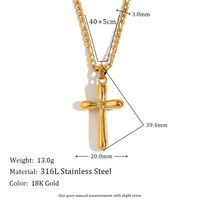 304 Stainless Steel 18K Gold Plated Simple Style Cross Pendant Necklace main image 2