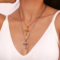 304 Stainless Steel 18K Gold Plated Simple Style Cross Pendant Necklace main image 5