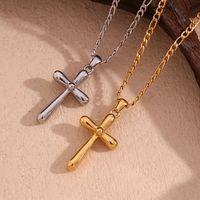 304 Stainless Steel 18K Gold Plated Simple Style Cross Pendant Necklace main image 1