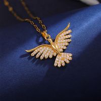 Wholesale Elegant Bird 304 Stainless Steel Copper Inlay 18K Gold Plated Zircon Pendant Necklace main image 7