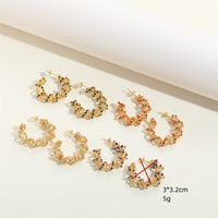1 Pair Vintage Style Simple Style Commute Ring Inlay Copper Zircon 14K Gold Plated Hoop Earrings main image 2