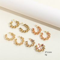 1 Paire Style Vintage Style Simple Commuer Anneau Incruster Le Cuivre Zircon Plaqué Or 14K Boucles D'oreilles Cerceau main image 2