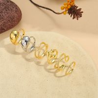 Copper 14K Gold Plated Vintage Style Simple Style Commute Inlay Round Fish Zircon Open Rings main image 1