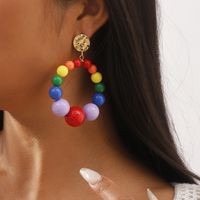 1 Pair Sweet Geometric Beaded Plastic Drop Earrings main image 1