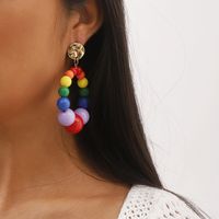 1 Pair Sweet Geometric Beaded Plastic Drop Earrings main image 3