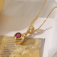 Copper 18K Gold Plated Simple Style Inlay Geometric Zircon Pendant Necklace sku image 1