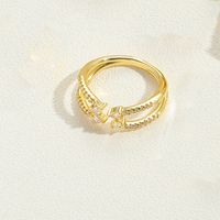 Copper 14K Gold Plated Vintage Style Simple Style Commute Inlay Round Fish Zircon Open Rings sku image 6