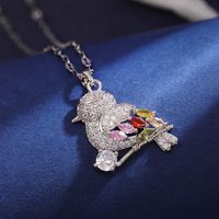 Wholesale Elegant Bird 304 Stainless Steel Copper Inlay 18K Gold Plated Zircon Pendant Necklace main image 5