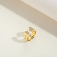 Copper 14K Gold Plated Basic Modern Style Classic Style Inlay Heart Shape Solid Color Zircon Open Rings sku image 3