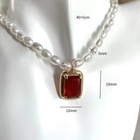 Simple Style Classic Style Geometric Imitation Pearl Copper Beaded Inlay Zircon Women's Pendant Necklace sku image 1