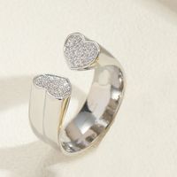 Copper 14K Gold Plated Basic Modern Style Classic Style Inlay Heart Shape Solid Color Zircon Open Rings sku image 4