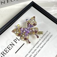 Mujeres Lindo Mariposa Aleación Diamante De Imitación Embutido Diamantes De Imitación Pinza Para El Cabello sku image 2