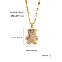304 Stainless Steel 18K Gold Plated Cute Shiny Plating Inlay Little Bear Zircon Pendant Necklace main image 7