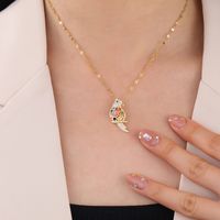 304 Stainless Steel 18K Gold Plated Casual Cute Plating Inlay Bird Zircon Pendant Necklace main image 1
