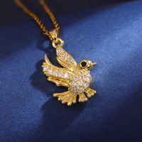 304 Stainless Steel 18K Gold Plated Casual Cute Plating Inlay Bird Zircon Pendant Necklace main image 5