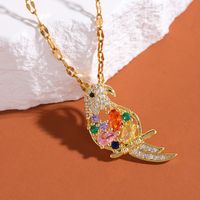 304 Stainless Steel 18K Gold Plated Casual Cute Plating Inlay Bird Zircon Pendant Necklace main image 6
