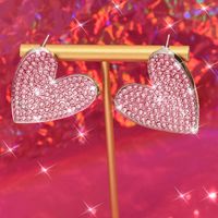 1 Pair Lady Modern Style Sweet Heart Shape Inlay Alloy Rhinestones Ear Studs main image 5