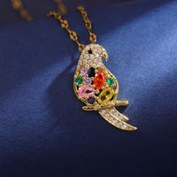 304 Stainless Steel 18K Gold Plated Casual Cute Plating Inlay Bird Zircon Pendant Necklace sku image 3