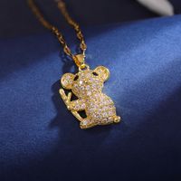 304 Stainless Steel 18K Gold Plated Cute Plating Inlay Tortoise Snake Zircon Pendant Necklace main image 2