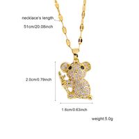 304 Stainless Steel 18K Gold Plated Cute Plating Inlay Tortoise Snake Zircon Pendant Necklace main image 9