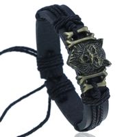 Hip-Hop Simple Style Classic Style Wolf Alloy Leather Braid Alloy Men's Bracelets sku image 1