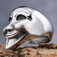 Gothic Novelty Cool Style Human Face Solid Color 304 Stainless Steel Men's Rings main image 4