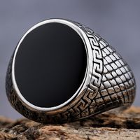 Hip-Hop Streetwear Color Block 304 Stainless Steel Carving Men's Rings sku image 6