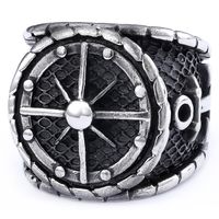 Hip-Hop Streetwear Compass Anchor 304 Stainless Steel Carving Men's Rings main image 9