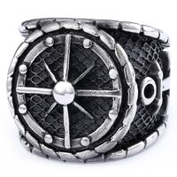 Hip-Hop Streetwear Compass Anchor 304 Stainless Steel Carving Men's Rings sku image 11