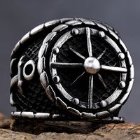 Hip-Hop Streetwear Compass Anchor 304 Stainless Steel Carving Men's Rings main image 5