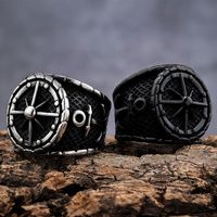 Hip-Hop Streetwear Compass Anchor 304 Stainless Steel Carving Men's Rings main image 1