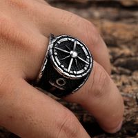 Hip-Hop Streetwear Compass Anchor 304 Stainless Steel Carving Men's Rings main image 7