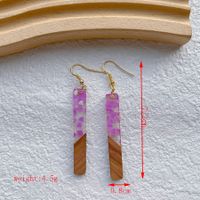 1 Pair Simple Style Streetwear Geometric Hollow Out Alloy Wood Resin Drop Earrings sku image 2