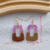 1 Pair Simple Style Streetwear Geometric Hollow Out Alloy Wood Resin Drop Earrings sku image 4