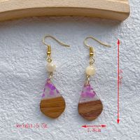 1 Pair Simple Style Streetwear Geometric Hollow Out Alloy Wood Resin Drop Earrings sku image 3