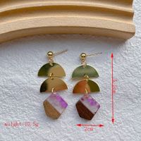 1 Pair Simple Style Streetwear Geometric Hollow Out Alloy Wood Resin Drop Earrings sku image 6