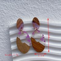 1 Pair Simple Style Streetwear Geometric Hollow Out Alloy Wood Resin Drop Earrings sku image 8