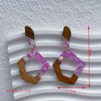 1 Pair Simple Style Streetwear Geometric Hollow Out Alloy Wood Resin Drop Earrings sku image 10