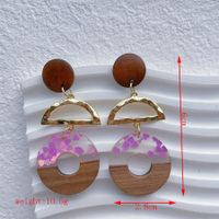 1 Pair Simple Style Streetwear Geometric Hollow Out Alloy Wood Resin Drop Earrings sku image 11