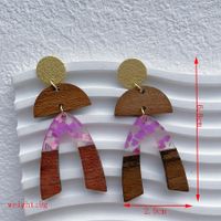 1 Pair Simple Style Streetwear Geometric Hollow Out Alloy Wood Resin Drop Earrings sku image 12