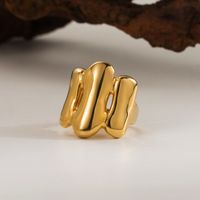 304 Stainless Steel 18K Gold Plated Casual Classic Style Solid Color Open Rings main image 6