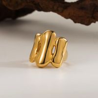 304 Stainless Steel 18K Gold Plated Casual Classic Style Solid Color Open Rings sku image 10