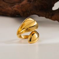 304 Stainless Steel 18K Gold Plated Casual Classic Style Solid Color Open Rings main image 4